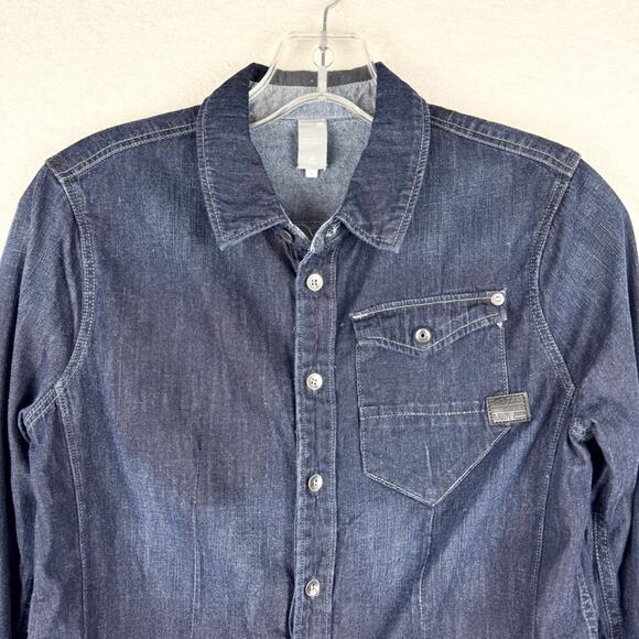 G-Star Raw Hunter 5620 Straight Shirt Lightweight Dark Denim Button Down Size S - Picture 5 of 15